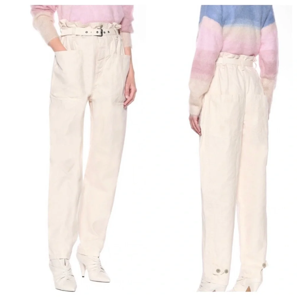 New! Isabel Marant Etoile Rinny high waist paper bag trousers pants 41268